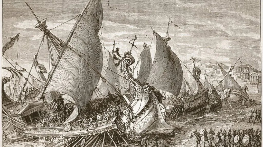 The naval battle of the harbor of Syracuse, 1890 (artist unknown / public domain)