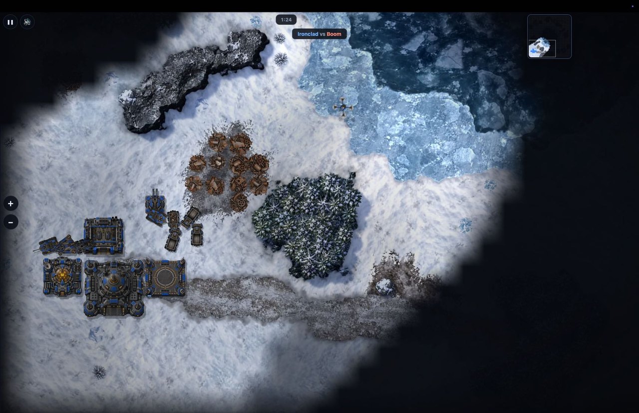 The map is now an ice map with snow and ice and broken ice - it looks really good. The vehicles and buildings have all had a cosmetic upgrade too. This is starting to look like a real game.