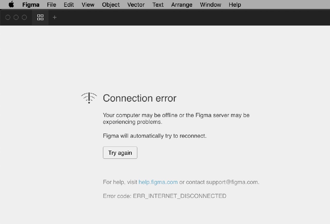 Offline error message in Figma